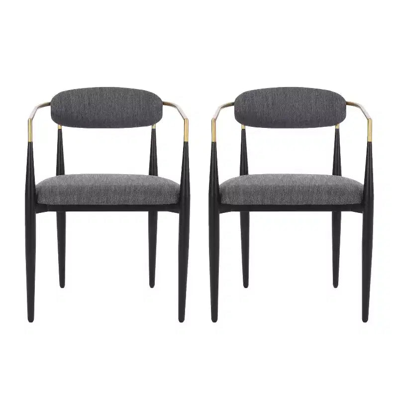 Set di 2 sedie moderne da pranzo, sedie da sala da pranzo in tessuto, sedie laterali imbottite da cucina con schienale curvo e struttura in metallo