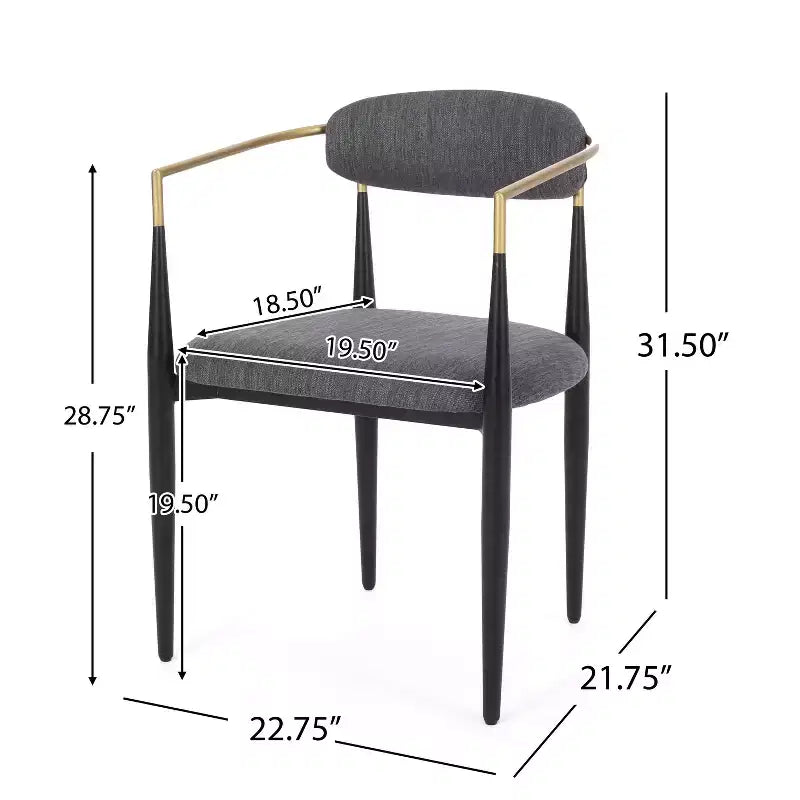 Set di 2 sedie moderne da pranzo, sedie da sala da pranzo in tessuto, sedie laterali imbottite da cucina con schienale curvo e struttura in metallo