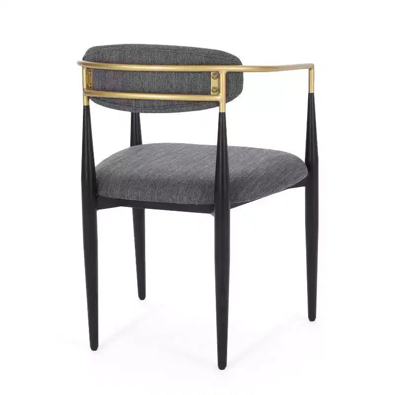 Set di 2 sedie moderne da pranzo, sedie da sala da pranzo in tessuto, sedie laterali imbottite da cucina con schienale curvo e struttura in metallo