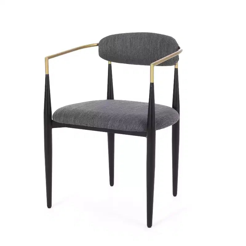 Set di 2 sedie moderne da pranzo, sedie da sala da pranzo in tessuto, sedie laterali imbottite da cucina con schienale curvo e struttura in metallo