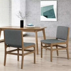 Set di 2 sedie moderne da pranzo, sedie da sala da pranzo in tessuto, sedie laterali imbottite da cucina con schienale curvo e struttura in metallo