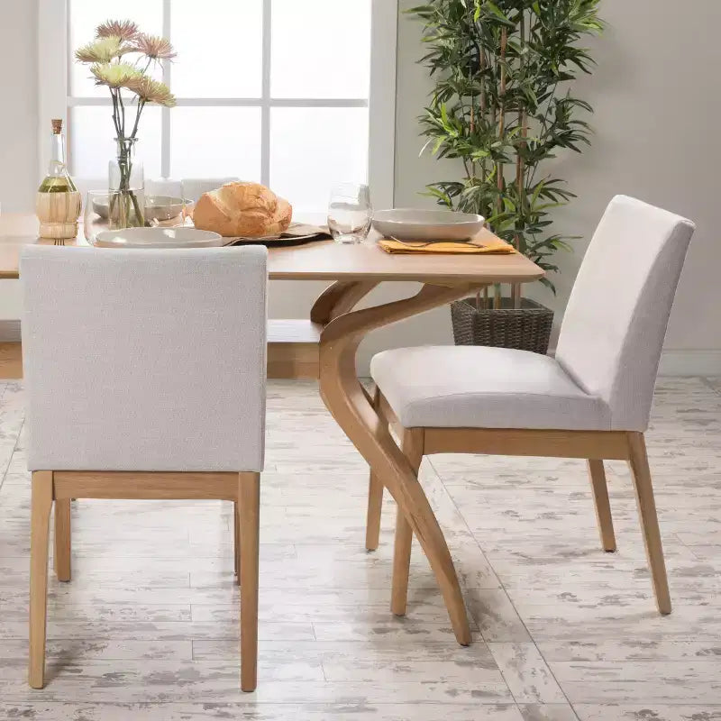 Set di 2 sedie moderne da pranzo, sedie da sala da pranzo in tessuto, sedie laterali imbottite da cucina con schienale curvo e struttura in metallo