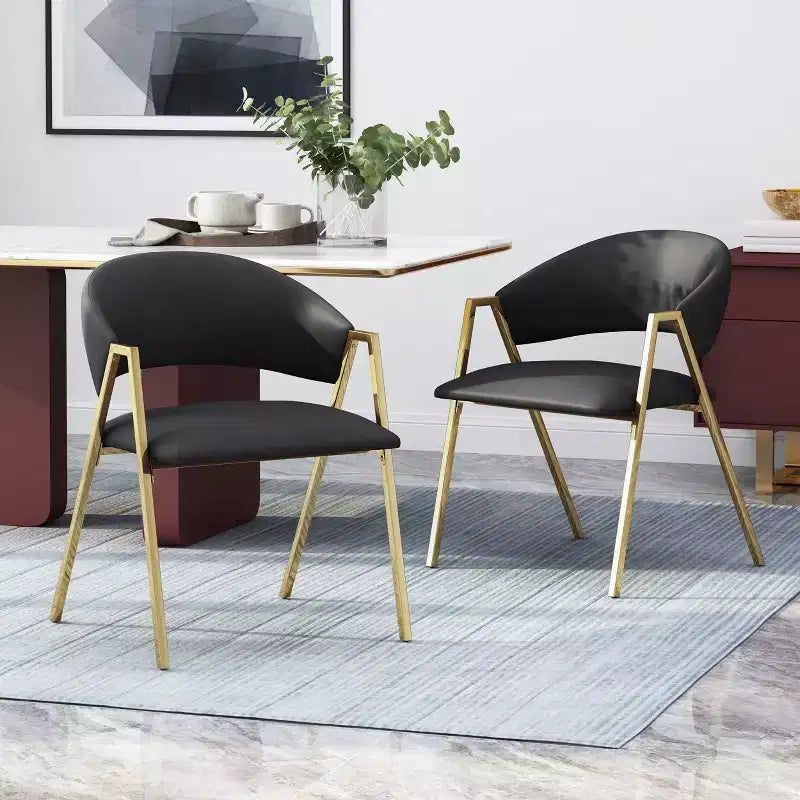 Set di 2 sedie moderne da pranzo, sedie da sala da pranzo in tessuto, sedie laterali imbottite da cucina con schienale curvo e struttura in metallo