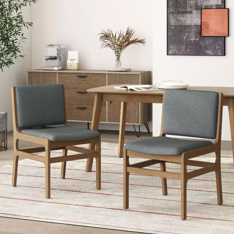 Set di 2 sedie moderne da pranzo, sedie da sala da pranzo in tessuto, sedie laterali imbottite da cucina con schienale curvo e struttura in metallo