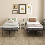 Letto Pieghevole con Materasso, Letto Pieghevole Portatile per Ospiti con Robusto Telaio in Metallo e Ruote, Bianco