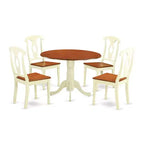 Set di Mobili da Sala da Pranzo da 5 Pezzi Include un Tavolo da Cucina Rotondo con Ribalta e 4 Sedie da Pranzo, 42x42 Pollici