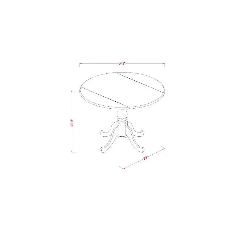 Set di Mobili da Sala da Pranzo da 5 Pezzi Include un Tavolo da Cucina Rotondo con Ribalta e 4 Sedie da Pranzo, 42x42 Pollici