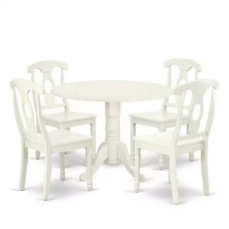Set di Mobili da Sala da Pranzo da 5 Pezzi Include un Tavolo da Cucina Rotondo con Ribalta e 4 Sedie da Pranzo, 42x42 Pollici