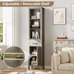 Mobiletto salvaspazio sottile per bagno con ripiani regolabili, libreria stretta in stile rustico per organizzare l'essenziale del bagno e del soggiorno, grigio