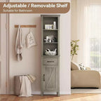 Mobiletto salvaspazio sottile per bagno con ripiani regolabili, libreria stretta in stile rustico per organizzare l'essenziale del bagno e del soggiorno, grigio