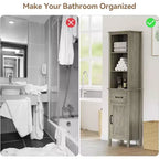 Mobiletto salvaspazio sottile per bagno con ripiani regolabili, libreria stretta in stile rustico per organizzare l'essenziale del bagno e del soggiorno, grigio