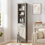 Mobiletto salvaspazio sottile per bagno con ripiani regolabili, libreria stretta in stile rustico per organizzare l'essenziale del bagno e del soggiorno, grigio