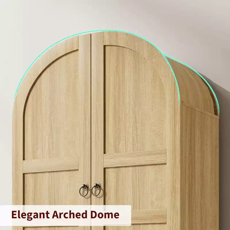 Dispensa Moderna da Fattoria Alta 72 Pollici con Ante e Cassetti ad Arco, Grande Mobile Contenitore in Legno con Ripiani Spessorati, Ideale per la Cucina