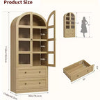 Dispensa Moderna da Fattoria Alta 72 Pollici con Ante e Cassetti ad Arco, Grande Mobile Contenitore in Legno con Ripiani Spessorati, Ideale per la Cucina
