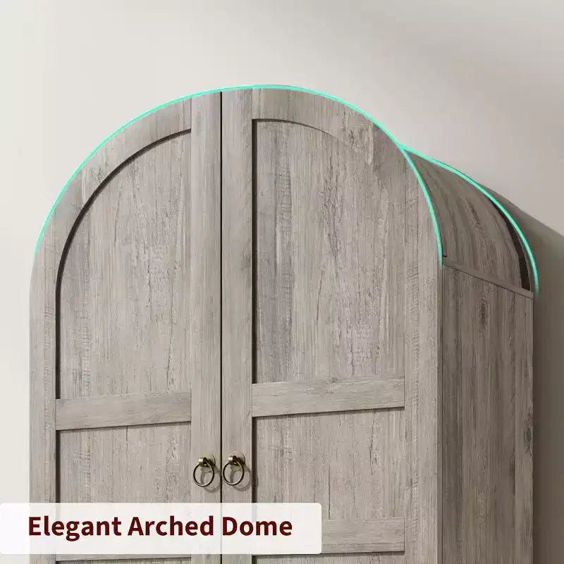 Dispensa Moderna da Fattoria Alta 72 Pollici con Ante e Cassetti ad Arco, Grande Mobile Contenitore in Legno con Ripiani Spessorati, Ideale per la Cucina