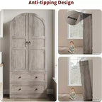 Dispensa Moderna da Fattoria Alta 72 Pollici con Ante e Cassetti ad Arco, Grande Mobile Contenitore in Legno con Ripiani Spessorati, Ideale per la Cucina