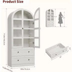 Dispensa Moderna da Fattoria Alta 72 Pollici con Ante e Cassetti ad Arco, Grande Mobile Contenitore in Legno con Ripiani Spessorati, Ideale per la Cucina