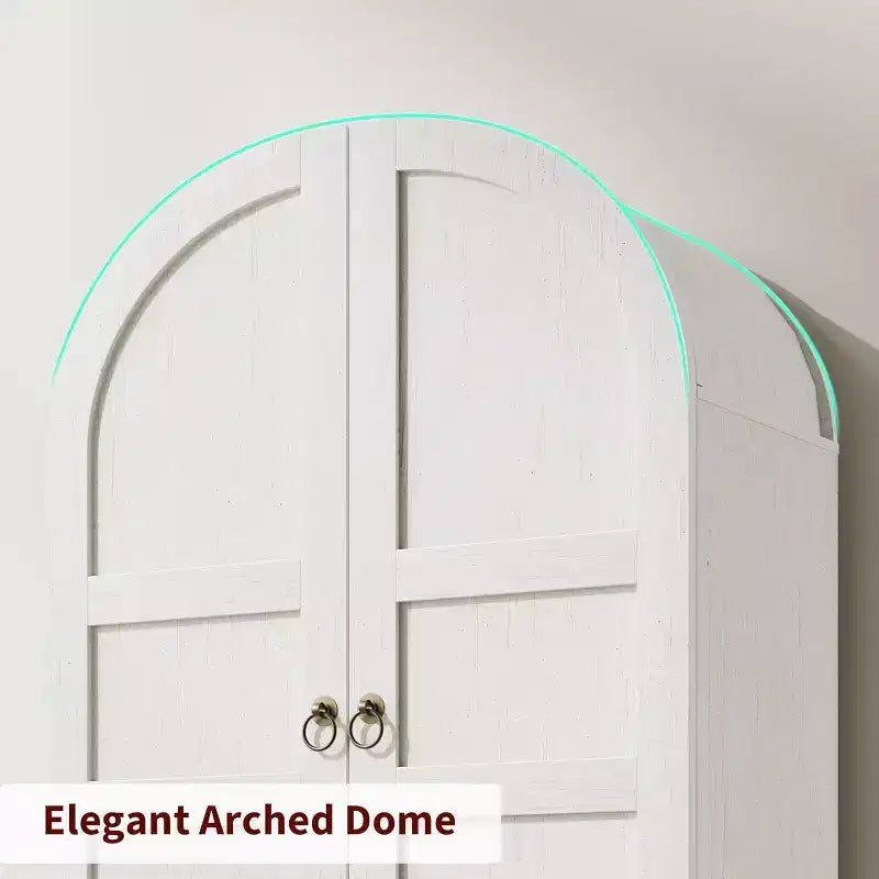 Dispensa Moderna da Fattoria Alta 72 Pollici con Ante e Cassetti ad Arco, Grande Mobile Contenitore in Legno con Ripiani Spessorati, Ideale per la Cucina