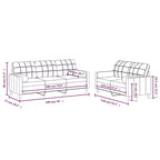Divano in Tessuto Grigio Scuro, Set Moderno 2 Pezzi per Soggiorno con Cuscini Decorativi e Seduta