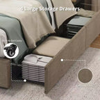 Struttura letto king size con testiera alta imbottita ad ali, struttura letto king size imbottita in velluto con 4 cassetti e supporto a doghe in legno