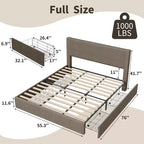 Struttura letto king size con testiera alta imbottita ad ali, struttura letto king size imbottita in velluto con 4 cassetti e supporto a doghe in legno