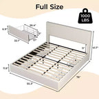 Struttura letto king size con testiera alta imbottita ad ali, struttura letto king size imbottita in velluto con 4 cassetti e supporto a doghe in legno