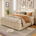 Struttura letto king size con testiera alta imbottita ad ali, struttura letto king size imbottita in velluto con 4 cassetti e supporto a doghe in legno