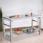 Stainless Steel Table, 30 x 48 Inches Folding Heavy Duty Table for Kitchen, Commercial Stainless Steel Prep Table with Adjustable Undershelf