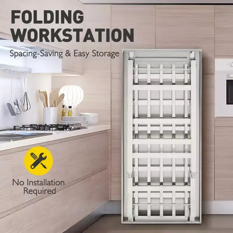 Tavolo in acciaio inossidabile, 30 x 48 pollici, pieghevole, resistente, per cucina, tavolo da preparazione commerciale in acciaio inossidabile con ripiano inferiore regolabile