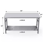 Tavolo in acciaio inossidabile, 30 x 48 pollici, pieghevole, resistente, per cucina, tavolo da preparazione commerciale in acciaio inossidabile con ripiano inferiore regolabile