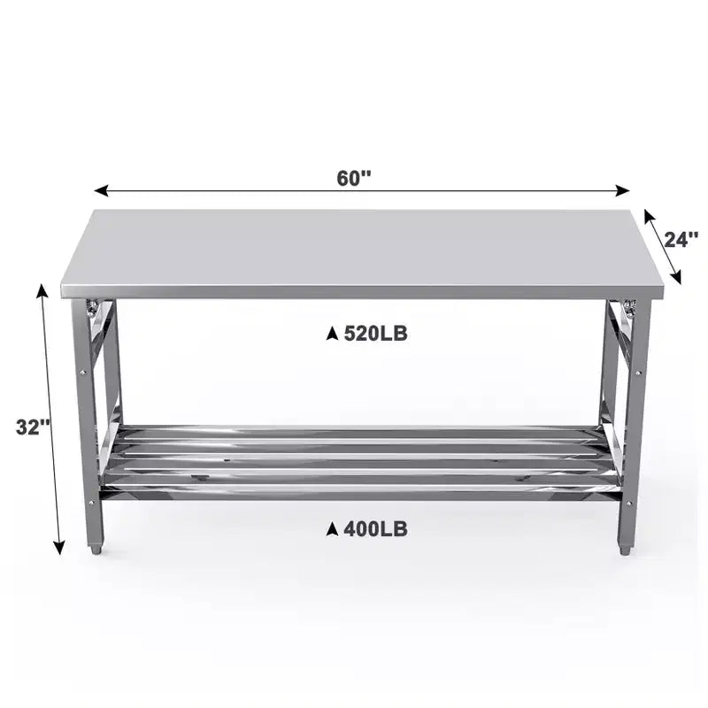 Tavolo in acciaio inossidabile, 30 x 48 pollici, pieghevole, resistente, per cucina, tavolo da preparazione commerciale in acciaio inossidabile con ripiano inferiore regolabile