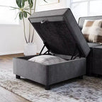 Modulo contenitore in ciniglia da 67 cm per divano componibile, pouf quadrato per divano letto componibile, grigio scuro