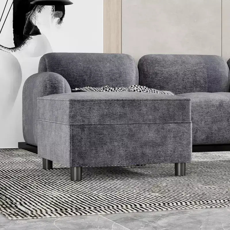 Modulo contenitore in ciniglia da 67 cm per divano componibile, pouf quadrato per divano letto componibile, grigio scuro