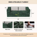 Divano letto convertibile da 80" con 2 cuscini, divano a pavimento a 3 posti, letto matrimoniale, combinazione fai da te, ciniglia, verde