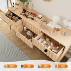 Cassettiera a 9 cassetti, comò moderno in legno scanalato, mobile contenitore in legno indipendente, per soggiorno, ingresso