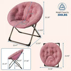 Sedia a disco, poltrona oversize imbottita a forma di fiore lunare con struttura pieghevole in metallo, seduta comoda per adolescenti, adulti e dormitorio, rosa