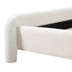 Letto a piattaforma imbottito Queen/King Size con testiera curva, solida struttura, non è richiesta la rete, bianco