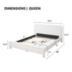 Letto a piattaforma imbottito Queen/King Size con testiera curva, solida struttura, non è richiesta la rete, bianco
