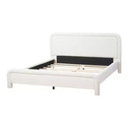 Letto a piattaforma imbottito Queen/King Size con testiera curva, solida struttura, non è richiesta la rete, bianco