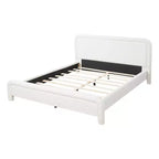 Letto a piattaforma imbottito Queen/King Size con testiera curva, solida struttura, non è richiesta la rete, bianco