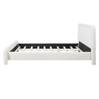 Letto a piattaforma imbottito Queen/King Size con testiera curva, solida struttura, non è richiesta la rete, bianco