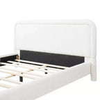 Letto a piattaforma imbottito Queen/King Size con testiera curva, solida struttura, non è richiesta la rete, bianco