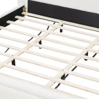 Letto a piattaforma imbottito Queen/King Size con testiera curva, solida struttura, non è richiesta la rete, bianco