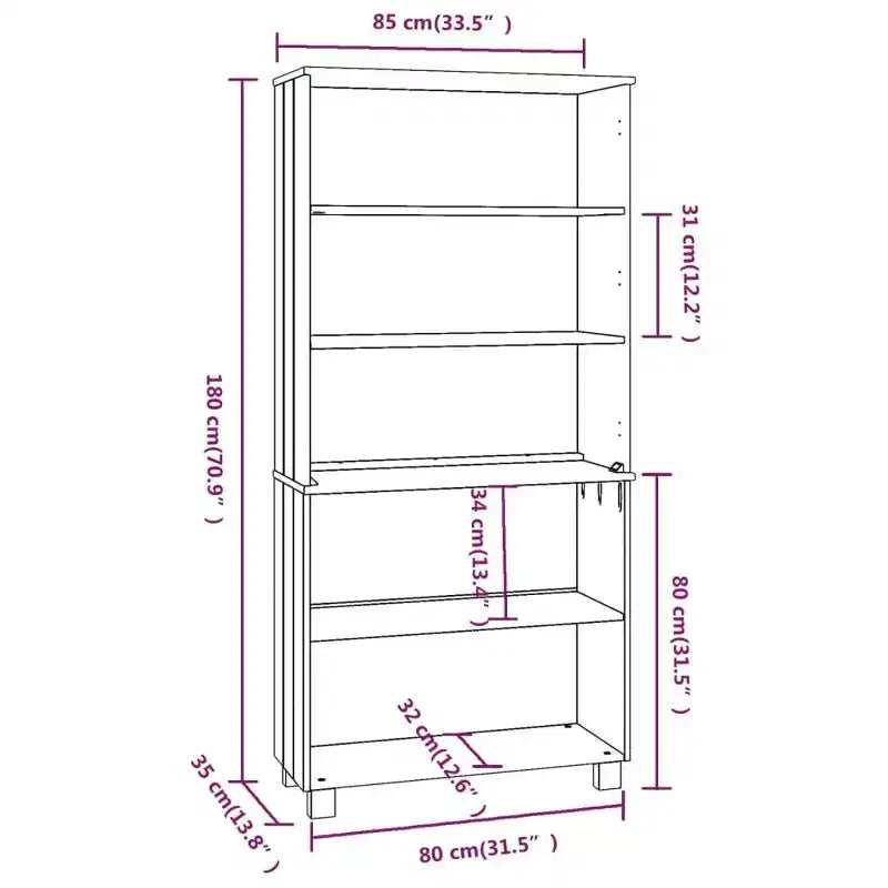Credenza set di 2 in pino massello, MDF, Credenza grande