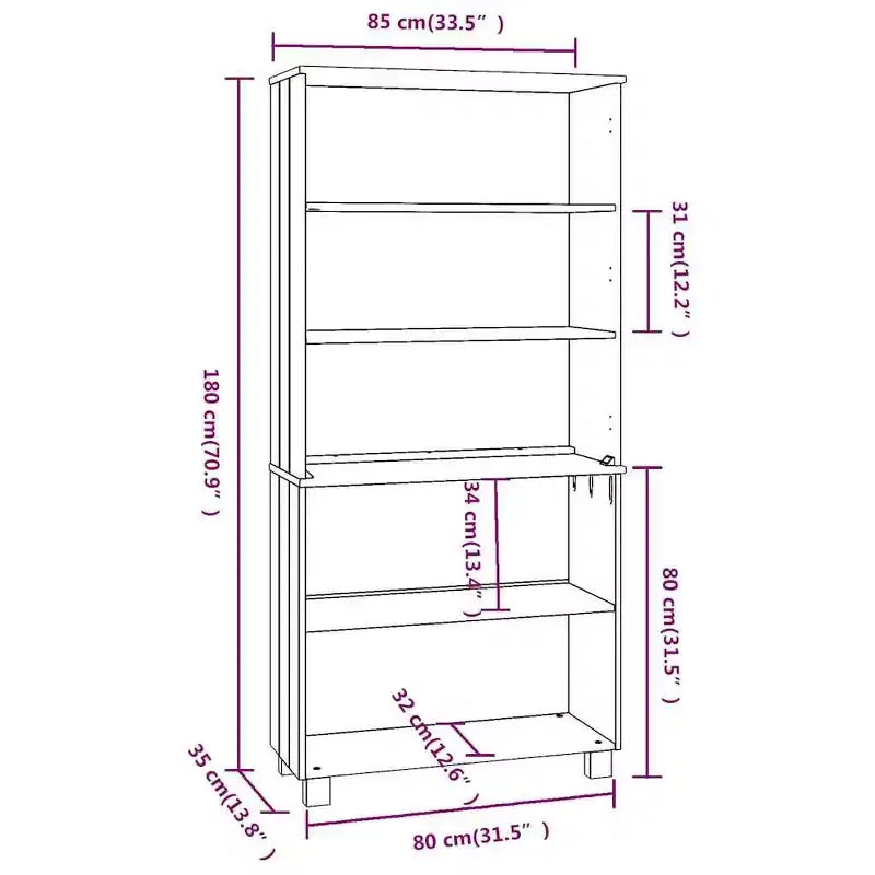 Credenza set di 2 in pino massello, MDF, Credenza grande
