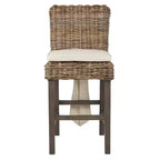 Sgabello da bar da 61 cm in rattan, marrone, gambe in teak, nessun assemblaggio richiesto