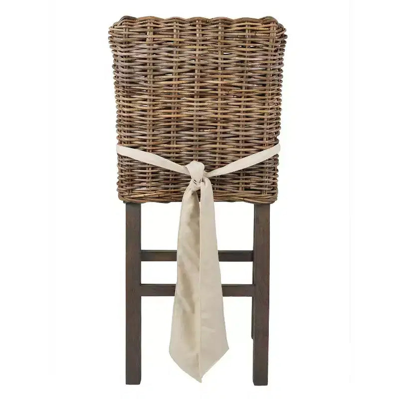 Sgabello da bar da 61 cm in rattan, marrone, gambe in teak, nessun assemblaggio richiesto