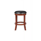 Sgabello da bar girevole da 24", altezza bancone, colore ciliegio, similpelle, senza schienale, gambe in legno