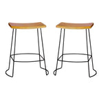 Carolina Living Set of 2 24" Portia Saddle Seat Counter Height Barstools Natural/Black: Mango Wood, Metal Legs