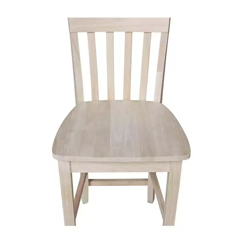 Sgabello da bancone con schienale a doghe 24", legno massiccio non rifinito, seduta quadrata